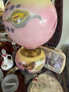 Antique-Gone-With-the-Wind-Hand-Painted-Floral-Opaline-Glass-Table-Lamp
