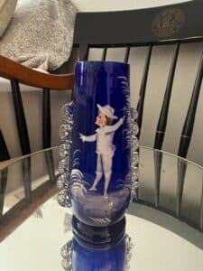 Antique-Mary-Gregory-Cobalt-Blue-Glass-Vase-with-Figural-Scene