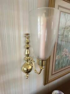 Brass-Wall-Sconce-with-Frosted-Glass-Hurricane-Shade