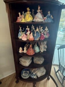Collection-of-Dresden-Lace-Porcelain-Figurines-and-Blue-Willow-Plates