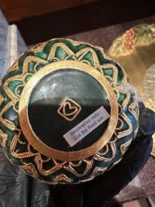Decorative-Enameled-Metal-Pineapple-Box-with-Gold-Tone-Accents-second-image