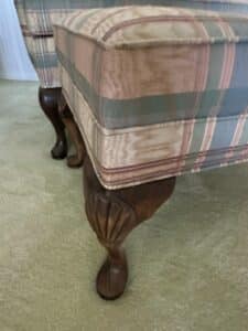 Drexel-Heritage-Wingback-Armchair-and-Ottoman-Set-with-Plaid-Upholstery-second-image