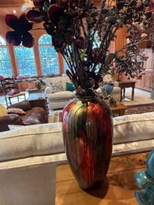 Heather-Ann-Creations-Foiled-Lacquered-Ceramic-Vase-with-Faux-Floral-Arrangement