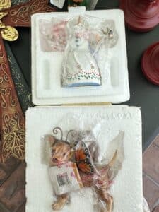 Jim-Shore-Snowman-with-Bird-and-Dog-with-Butterfly-Wings-Figurines