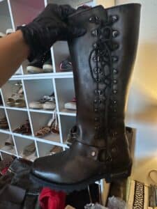 Milwaukee-Leather-Womens-Black-Leather-Harness-Motorcycle-Boots-second-image