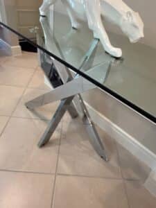 Modern-Chrome-and-Glass-Console-Table-with-X-Base-second-image