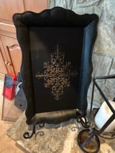 Ornate-Black-Metal-Fireplace-Screen-with-Gold-Scrollwork
