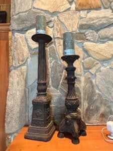 Ornate-Cast-Iron-Candlesticks-with-Candles