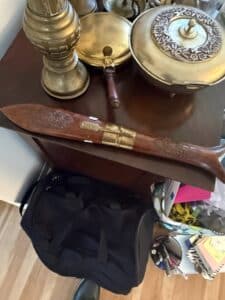 Ornate-Hand-Carved-Wood-and-Brass-Meat-Carving-Set
