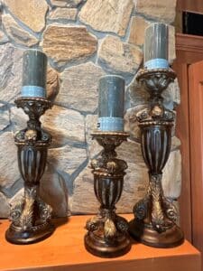 Ornate-Pedestal-Candle-Holders-with-Cylindrical-Candles