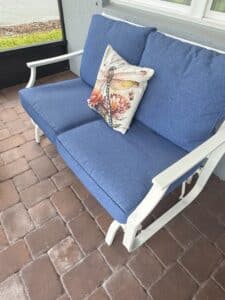 Outdoor-Loveseat-with-Blue-Cushions
