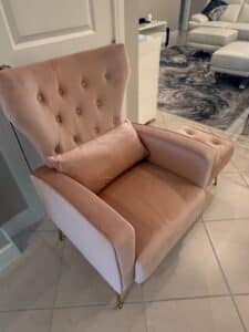 Pink-Velvet-Wingback-Accent-Chair-with-Lumbar-Pillow-and-Gold-Legs