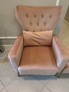 Pink-Velvet-Wingback-Accent-Chair-with-Ottoman