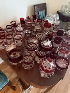 Ruby-Block-Pattern-Glassware-Set