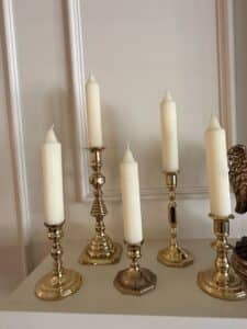 Set-of-Mismatched-Brass-Candlesticks