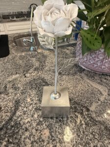 Silver-Metal-Rose-Sculpture