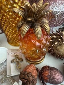 Vintage-Amber-Glass-Pineapple-Candle-Holder