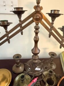 Vintage-Brass-Candelabra-and-Candlesticks