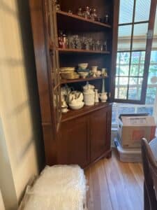 Vintage-Cherry-Wood-Corner-Cabinet-with-Glass-Doors
