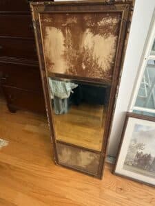 Vintage-Trumeau-Mirror-with-Faux-Suede-Panels