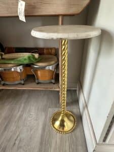 Vintage-Twisted-Column-Marble-Top-Pedestal-Table