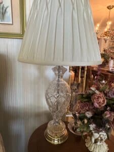 Waterford-Crystal-Table-Lamp-with-Pleated-Shade