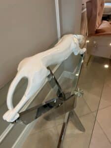 White-Ceramic-Panther-Sculpture-Abstract-Geometric-Style-second-image