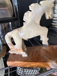 Agate-Geode-Horse-Carving-on-Marble-Base-Ashtray