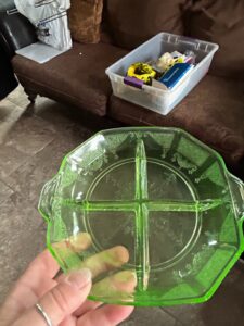 Anchor-Hocking-Princess-Green-Vaseline-Glass-Relish-Tray