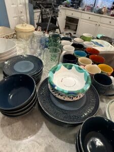 Assorted-Ceramic-Dinnerware-and-Drinkware-Set-with-Embossed-Blue-Plates-and-Bowls-1