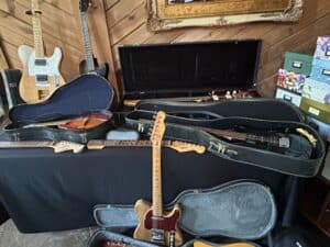 Assorted-Electric-Guitars-including-Squier-and-Telecaster-style-and-Mandolin