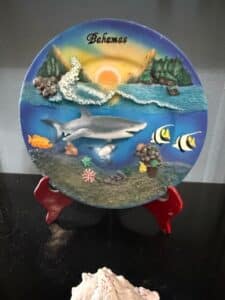 Bahamas-Souvenir-Plate-with-Shark-and-Angelfish-1