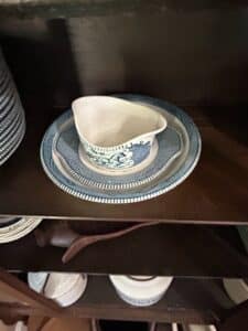 Currier-Ives-Early-Winter-Blue-Rim-Soup-Bowls-and-Gravy-Boat