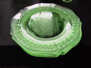 Federal-Glass-Patrician-Green-Depression-Glass-Plates