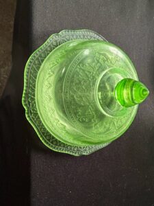 Green-Depression-Glass-Covered-Butter-Dish-Princess-Pattern