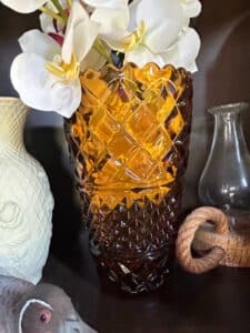 Imperial-Glass-Amber-Diamond-Point-Vase