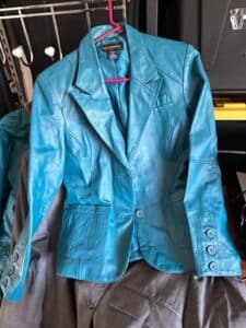 METROSTYLE-Womens-Teal-Leather-Blazer