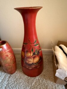 Red-Ceramic-Vase-with-Peaches-and-Berries-Motif