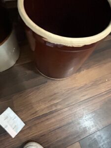 Stoneware-Crock-with-Blue-Glaze-Rim