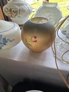 Vintage-Hand-Painted-Frosted-Glass-Lamp-Shade-with-Rose-Motif