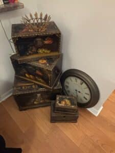 Vintage-Hand-Painted-Fruit-Motif-Wooden-Trunks-1
