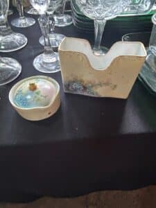 Vintage-Hand-Painted-Porcelain-Trinket-Box-and-Napkin-Holder-Set