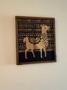 Geometric-Llama-Pyrography-Wood-Wall-Art