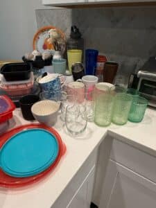 Mixed-Lot-of-Green-Hobnail-Glassware-and-Assorted-Kitchenware