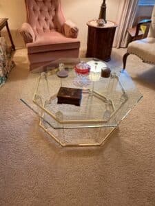 Charles-Hollis-Jones-Style-Octagonal-Glass-and-Lucite-Coffee-Table