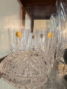 Cristal-dArques-Masquerade-Lead-Crystal-Tumblers-and-Covered-Dish