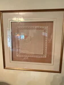 Framed-Vintage-Embroidered-Lace-Handkerchief