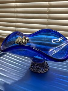 J.-Robean-Cobalt-Blue-Glass-and-Sterling-Silver-Centerpiece-Bowl-second-image