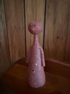 Mid-Century-Modern-Abstract-Figural-Candle-Holder-Mauve-Speckled