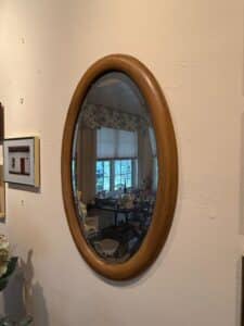 Mid-Century-Modern-Oval-Oak-Mirror